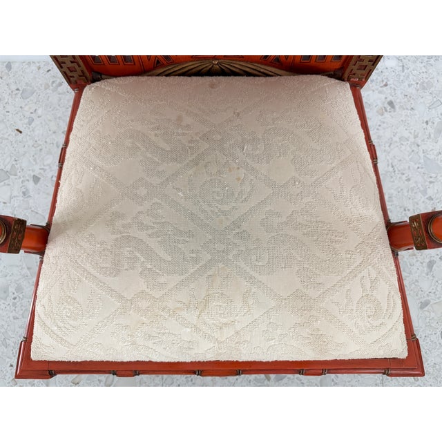 George III Style Orange & Gold Armchair by Maitland Smith From 70's For Sale - Image 12 of 14