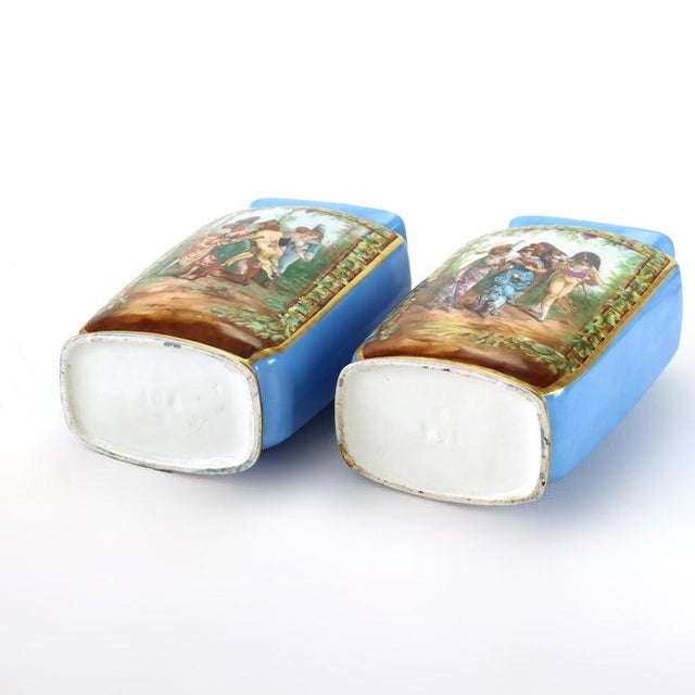 Ceramic Pair of Antique Old Paris Porcelain Vases With Genre Scene Panels C1890 For Sale - Image 7 of 7