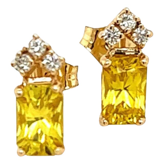 Natural Sapphire Diamond Earrings 14k Gold 1.74 TCW Certified For Sale