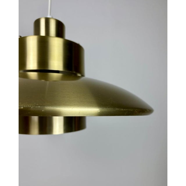 Danish Modern Minimalist Brass UFO Pendant Lamp, 1970s For Sale - Image 11 of 12