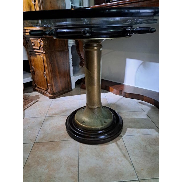 1970s Nautical Table with Brass Base and Glass Top For Sale - Image 5 of 8