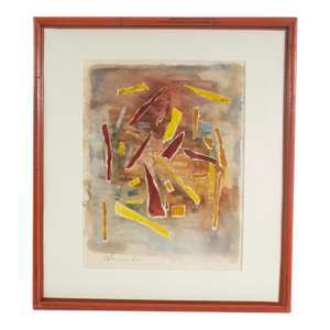 Signed 1962 Abstract Watercolor Painting by Harry Hilson