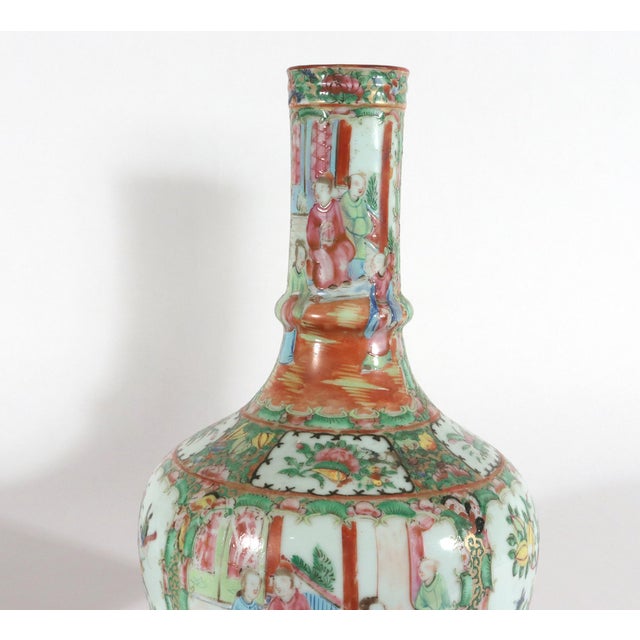 Chinese Export Porcelain Bottle-Form Rose Medallion Vases For Sale - Image 11 of 18