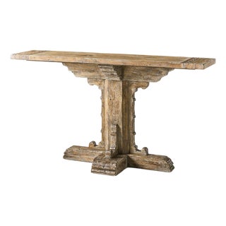 Rustic Farmhouse Trestle Wood Console Table For Sale