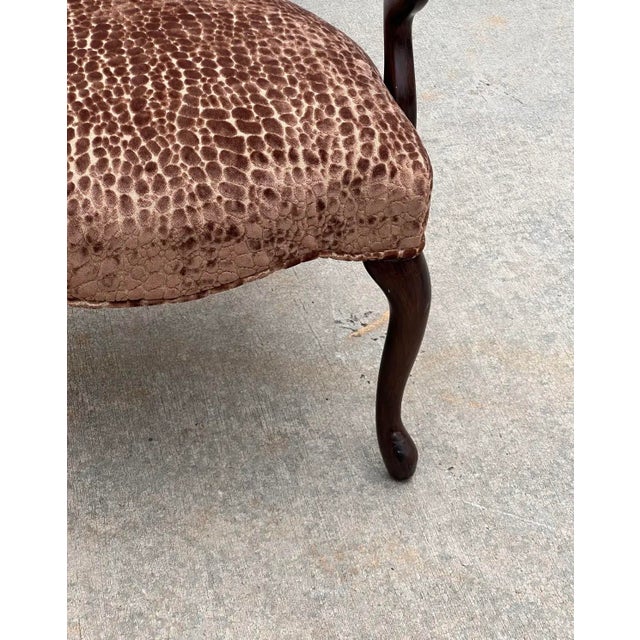 Brown Vintage Leopard Print Cushioned Wooden Chair For Sale - Image 8 of 10
