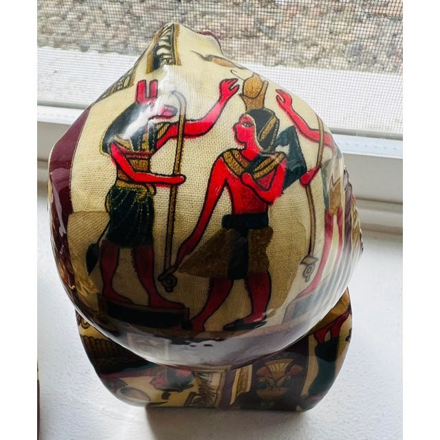 Antique White Faux Decoupage Egyptian Cleopatra Bookends - a Pair For Sale - Image 8 of 9