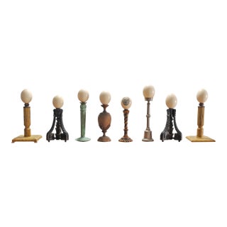 Set of Eight Mounted Ostrich Egg Finials by Artist Ira Yeager For Sale