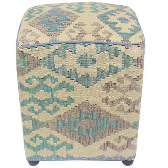 Shabby Chic Kilim Handmade Ottoman For Sale - Image 9 of 10