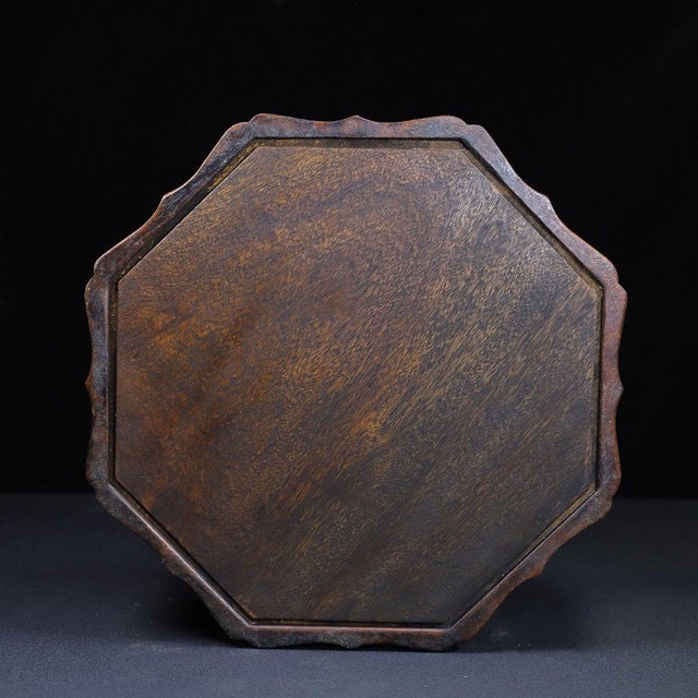 Vintage Rosewood Octagonal Box With Mother-of-Pearl Bird & Floral Inlay For Sale In Los Angeles - Image 6 of 10