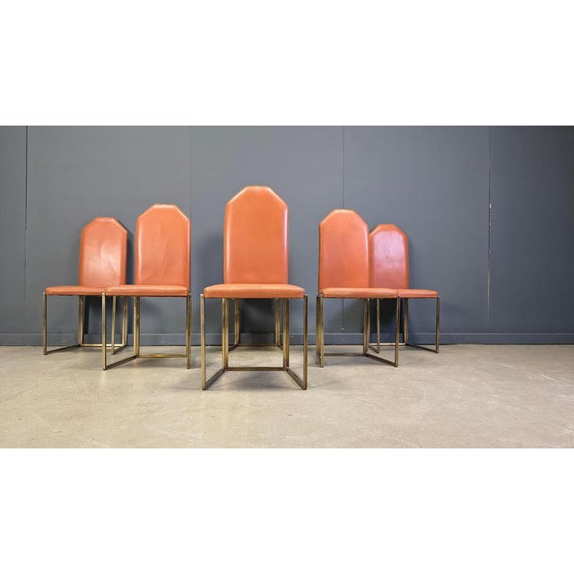 1970s Vintage Brass Dining Chairs from Belgo Chrom, 1970s, Set of 6 For Sale - Image 5 of 15