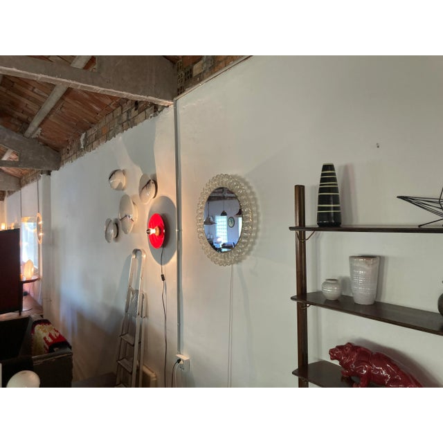 Round Back-Lit Ice Glass Mirror, 1970s For Sale - Image 7 of 9