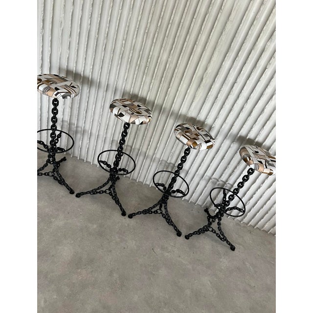 Chain Bar Stools, Set of 4 For Sale - Image 4 of 7