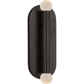 Kelly Wearstler for Visual Comfort Signature Rousseau Large Vanity Sconce in Bronze with Etched Crystal Orb For Sale