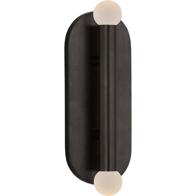 Kelly Wearstler for Visual Comfort Signature Rousseau Large Vanity Sconce in Bronze with Etched Crystal Orb For Sale