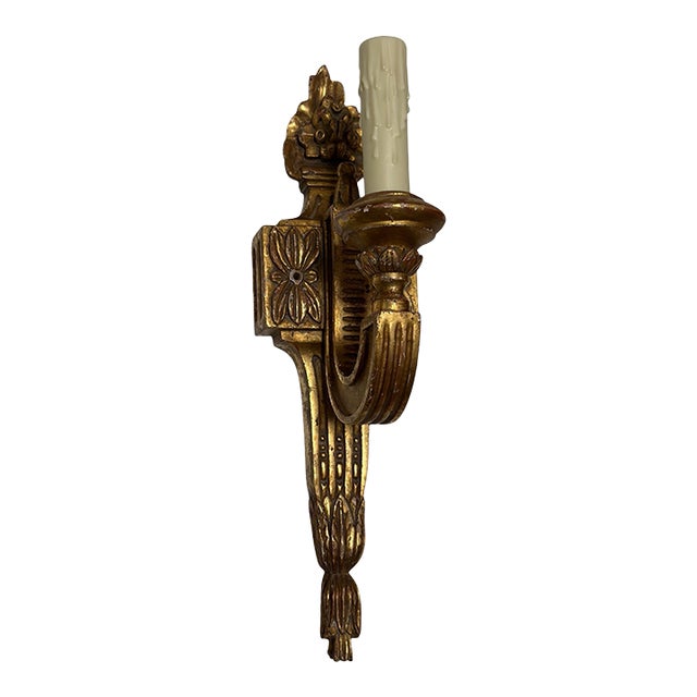 Regency Style Panache for Michael Taylor Giltwood Single Light Wall Sconce For Sale