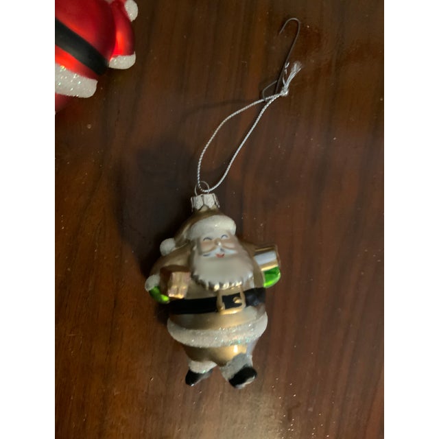Red 1990s Seasons of Cannon Falls Glass Waving Santa Ornaments - Set of 3 For Sale - Image 8 of 9