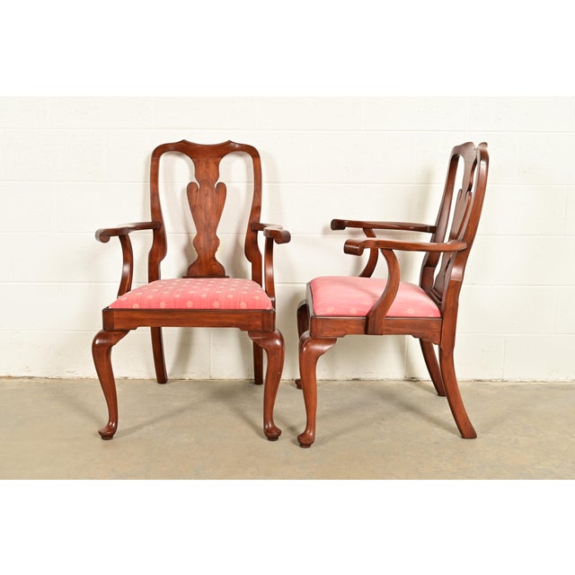 Henkel Harris Queen Anne Solid Cherry Wood Dining Chairs, Set of Eight For Sale - Image 11 of 14