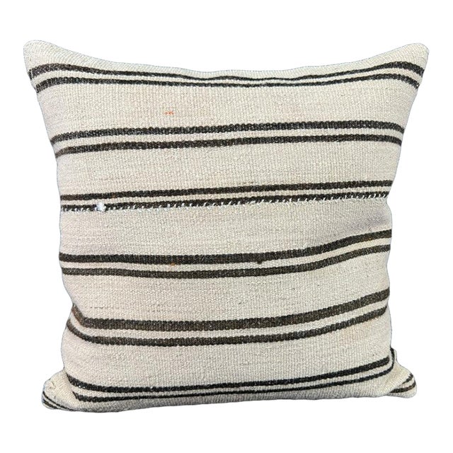 Turkish Hemp Pillow Cushion Natural Beige Dark Brown Pillow Cushion Cover 20x20 For Sale