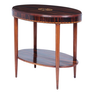 Art Deco French Oval Side Table in Macassar Ebony, 1925 For Sale