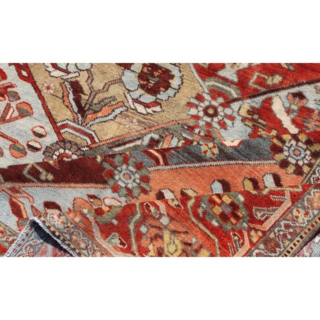 Antique Persian Bakhitari Colorful Rug in All-Over Diamond Garden Design 5'0 X 8'0 For Sale - Image 11 of 12