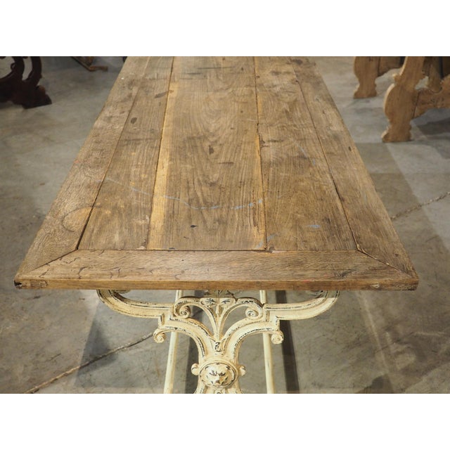 Antique French Painted Cast Iron and Oak Table From Alsace, Circa 1900 For Sale - Image 9 of 18