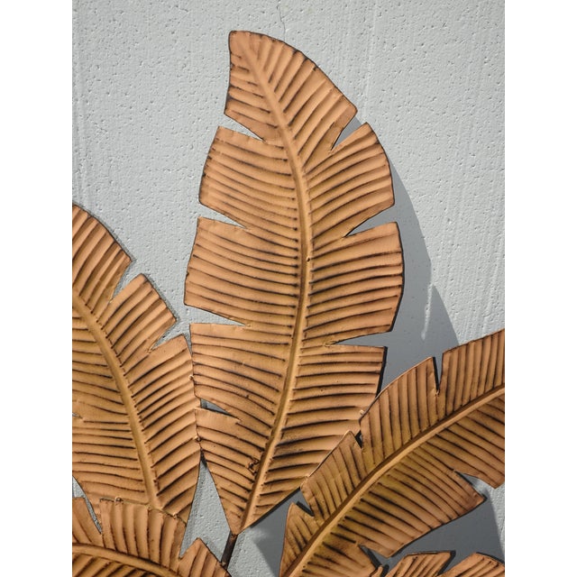 Picture 35" Tall Brown Metal Leaf Clutter Palm Art Wall Decor For Sale - Image 10 of 16