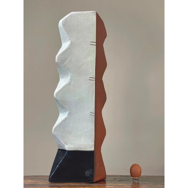 Monumental Postmodernist Black and White Glazed Terracotta Vessel For Sale In Philadelphia - Image 6 of 13