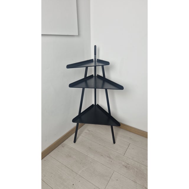 Black 1980s Design Corner Unit, Trio Model, Black Lacquered Wood, by Achille Castiglioni for Interflex For Sale - Image 8 of 11