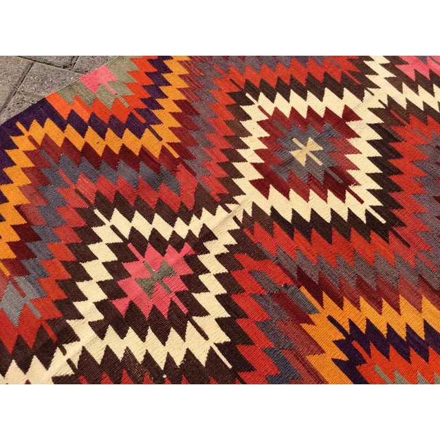 Textile 1960's Bohemian Kilim Rug, 61" X 41" For Sale - Image 7 of 10