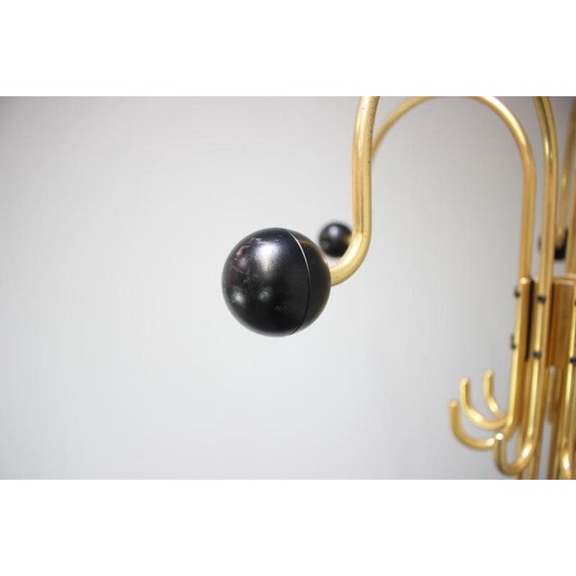 Postmodern Italian Brass Coat Rack with Black Wooden Finials, 1980 For Sale - Image 3 of 12