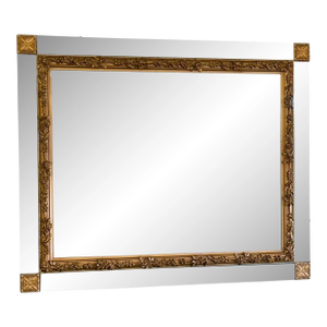 Vintage Ornate Wall Mirror With Gold Floral Frame & Antiqued Mirror Panels