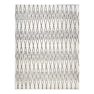 Vintage Beni Ourain Modern Moroccan 12x18 Ivory & Dark Brown Handmade Area Rug #AY101