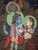 Hand-painted on silk. Motif of Krishna and Ghópis in a beautiful garden with peacocks. Very good condition. Date: mid-20th...