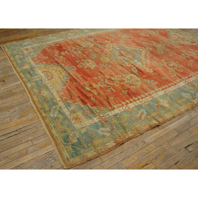 Soft Small Scale Medallion/Crest Design Antique Rustic Turkish Oushak Decorative For Sale - Image 10 of 12