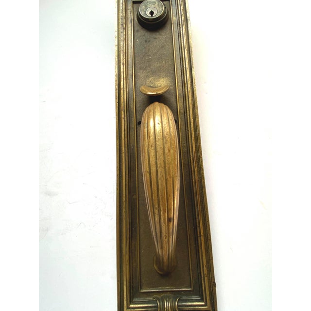 1900 - 1909 Antique Cast Brass Emblematic Telephone Company Exterior Door Handle For Sale - Image 5 of 7
