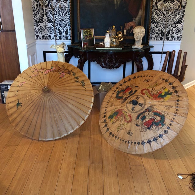 Vintage Asian Paper Umbrellas - a Pair For Sale - Image 11 of 11