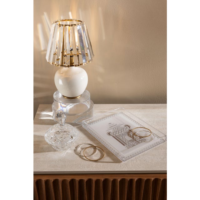 Traditional Eclipse Cream Crystal Shade Mini Lamp For Sale - Image 3 of 7