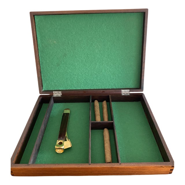 Cigar Box with Cigar Cutter, 1960s, Set of 2 For Sale