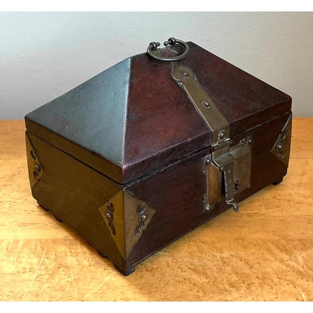 Mid 20th Century Vintage Wood and Metal Decorative Box For Sale - Image 5 of 12