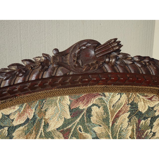 1970s Vintage French Provincially Carved W Floral Tapestry Fireplace Screen Decor For Sale - Image 5 of 11