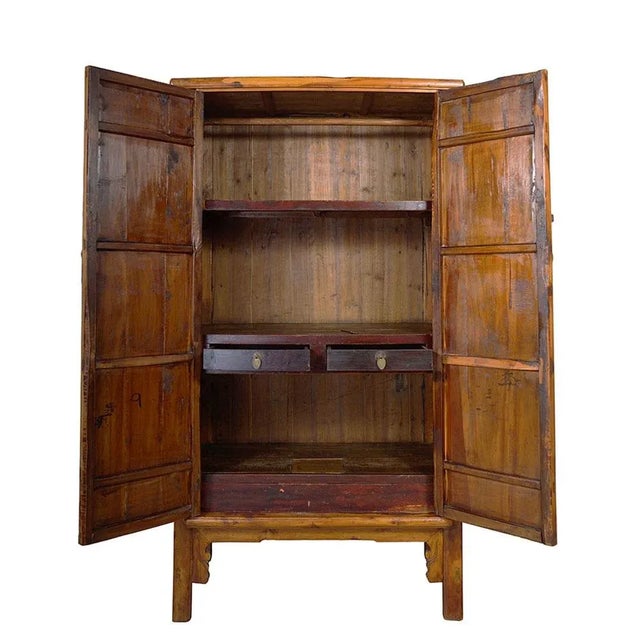 Chinese Late 19th Century Antique Chinese Cypress Wood Armoire, Wardrobe For Sale - Image 3 of 13