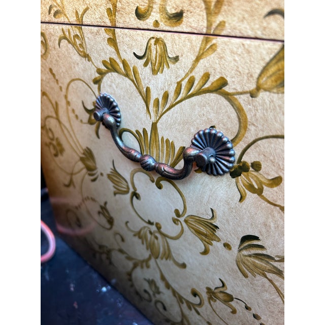 Vintage Mid-Century Italian Florentine Style 16” Square Wooden Hanging File Boxes With Velveteen Interiors - A Pair For Sale - Image 9 of 10