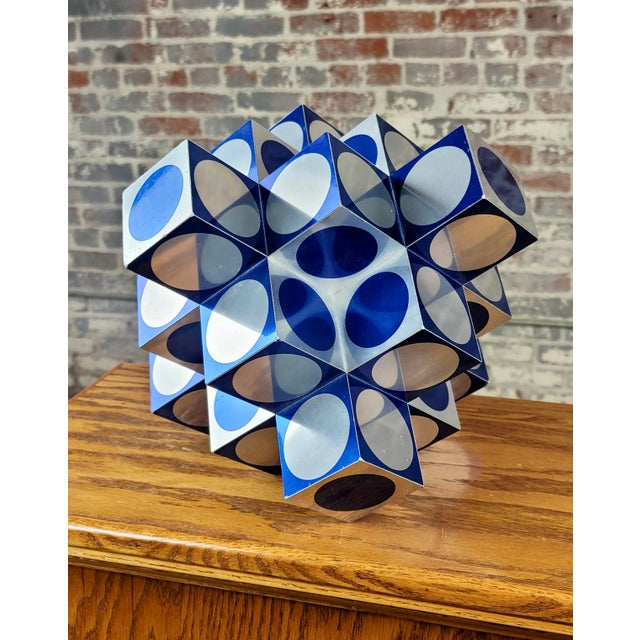 Victor Vasarely - Kroa Blue -1968 Geometric Aluminum Sculpture For Sale - Image 10 of 12