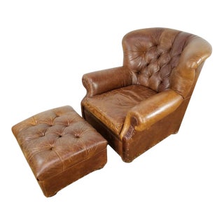Restoration Hardware Churchill Chair and Ottoman For Sale