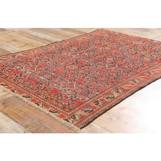 Textile Distressed Antique Persian Malayer Rug - 04'01 X 05'11 For Sale - Image 7 of 9
