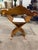 Contemporary Carved Brown Wood Dining Chair With Beige Cushion - 1979 For Sale - Image 3 of 5