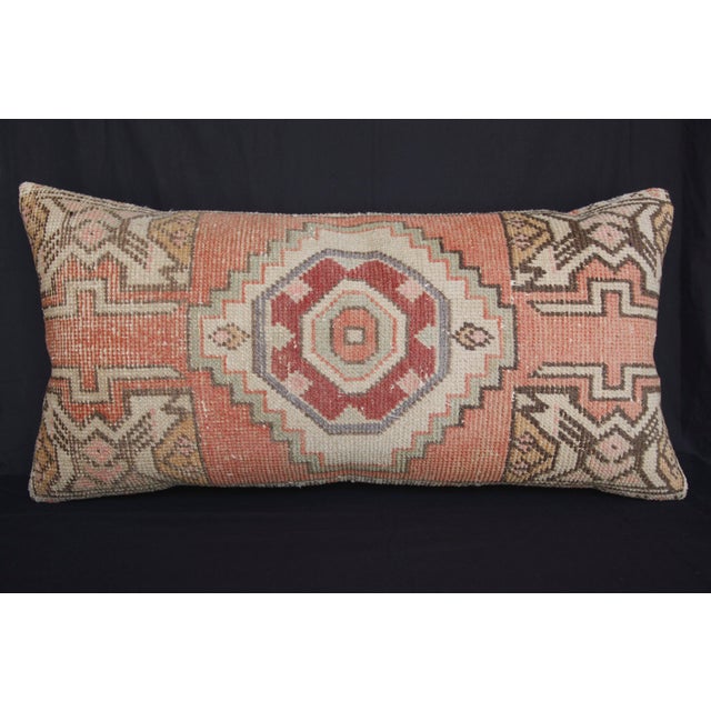 Mid 20th Century Handmade Decorative Oushak Rug Pillow Cushion Cover -16'' X 34'' For Sale - Image 5 of 13
