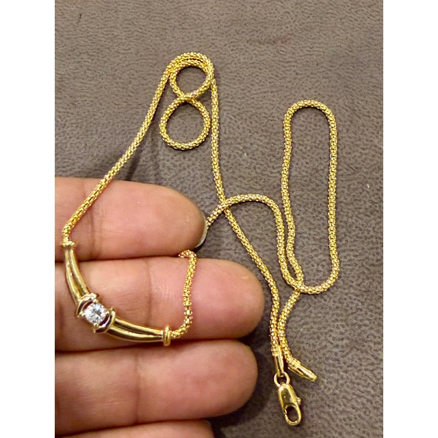 Early 21st Century Vintage 20 Pointer White Diamond Necklace 14 Karat Yellow Gold, 18 Inch Long For Sale - Image 5 of 18