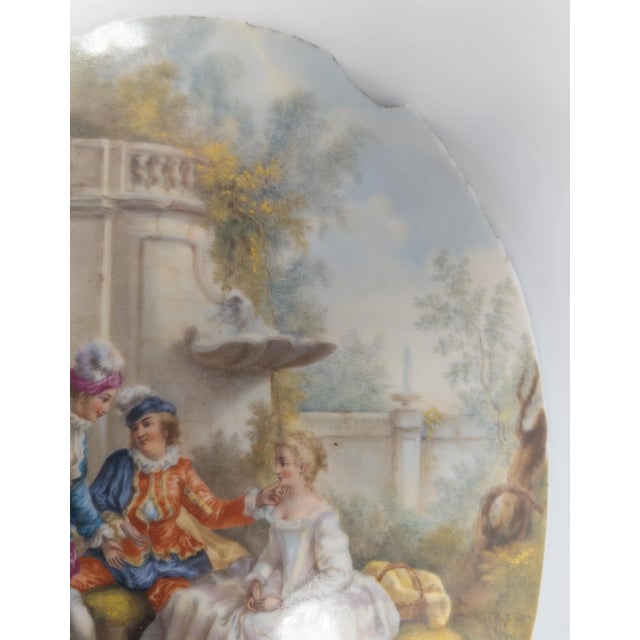 19th Century French Porcelain Sevres Style Plaque With Romantic Courting Scene For Sale In New York - Image 6 of 12