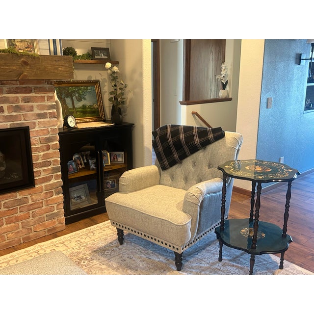 Italian Italian Sorrento Wood Inlay (Marquetry) Tiered Side MCM Table in Mahogany For Sale - Image 3 of 11